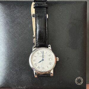 Montblanc Star Date Automatic Silver Dial Black Leather Mens Watch 107114